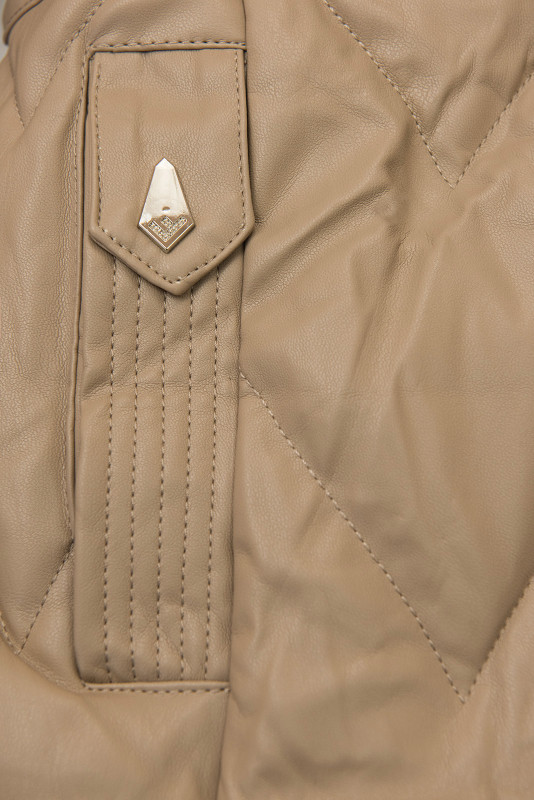 Téli műbőrkabát műszőrmével - bézs színű