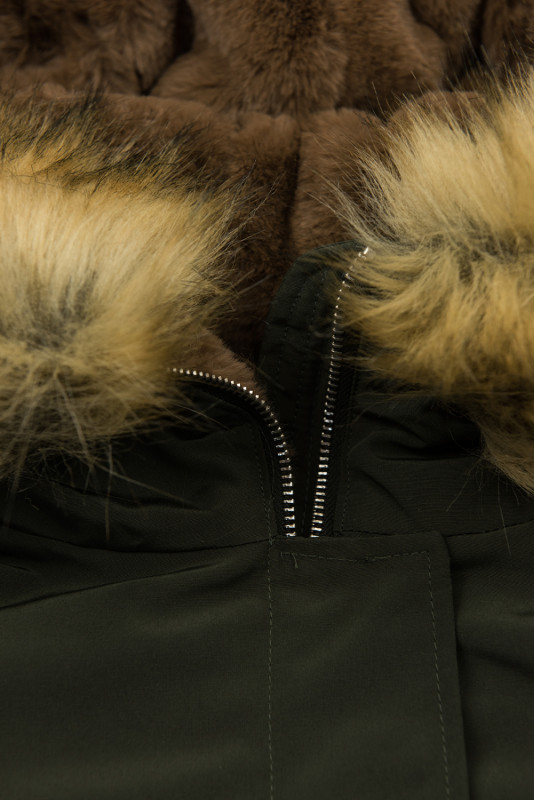 Átmeneti bélelt parka - khaki színű