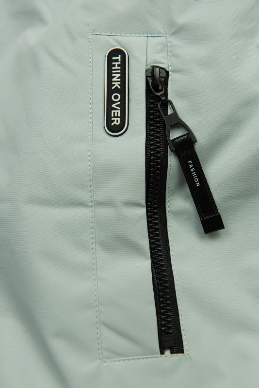 Mentazöld színű tavaszi parka magas gallérral