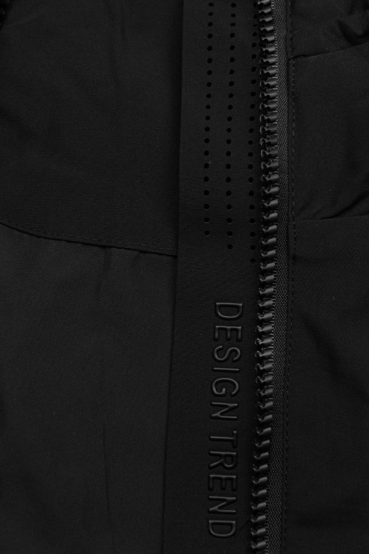 Fekete színű tavaszi parka állítható derékkal