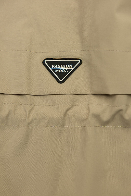 Hosszított parka mintás béléssel a kapucniban - bézs színű