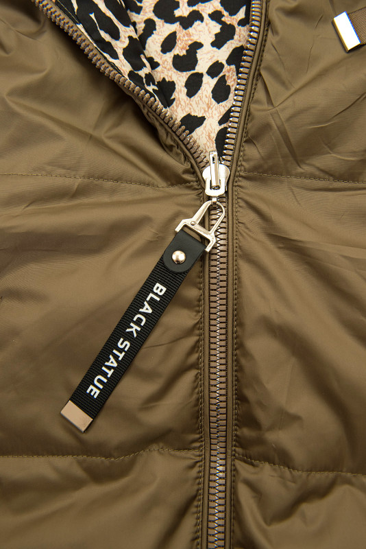 Kifordítható  leopárdmintás mellény - barna színű