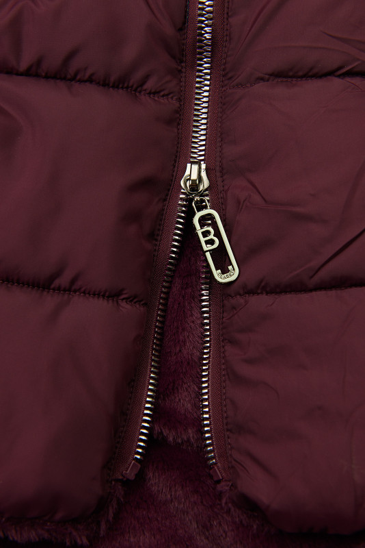 Borvörös színű kifordítható téli kabát