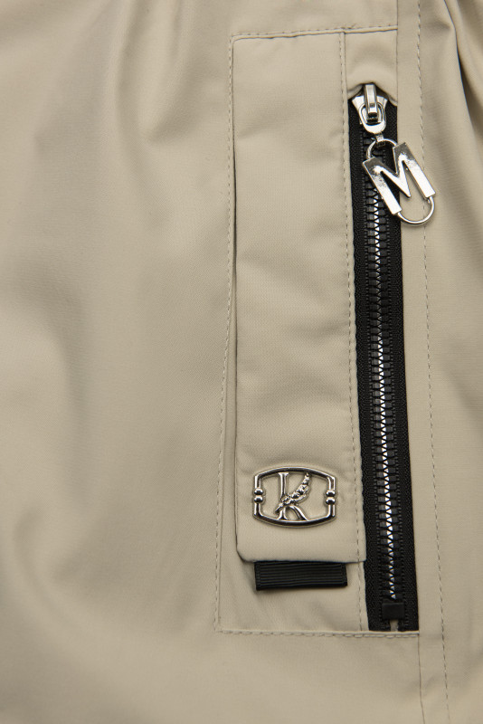 Bézs színű tavaszi parka levehető kapucnival