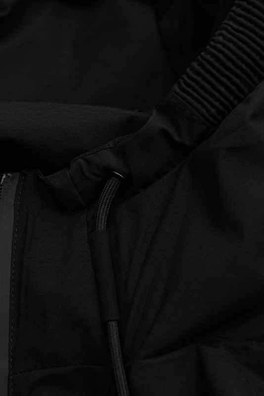 Fekete színű tavaszi parka kétutas cipzárral