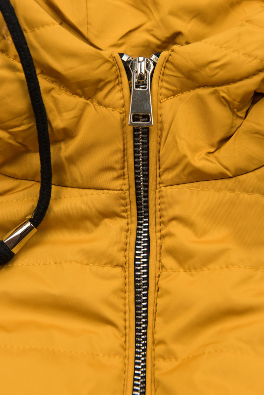 Mustársárga színű steppelt könnyű kabát