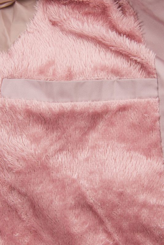Vintage-rózsaszínű téli kabát rózsaszínű műszőrmével