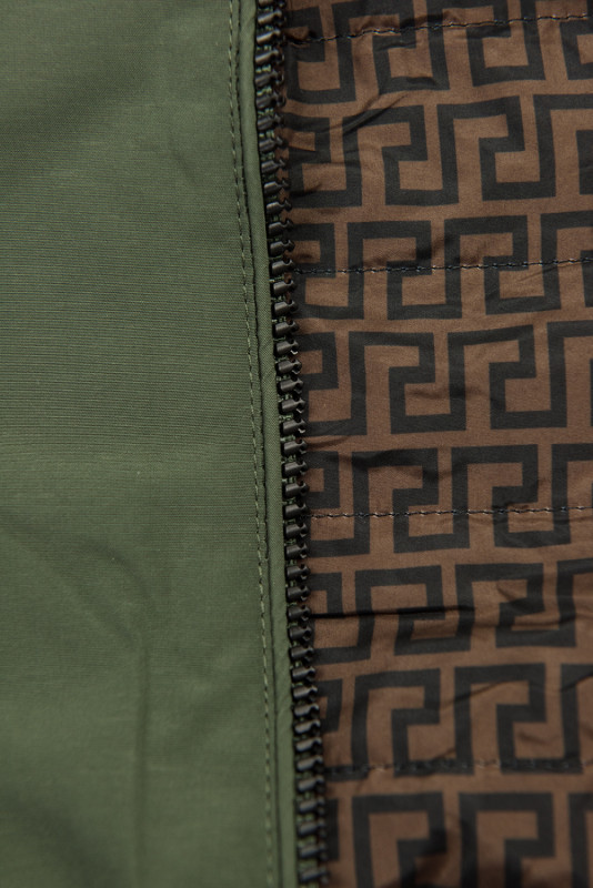 Mintás kifordítható parka - khaki és barna színű