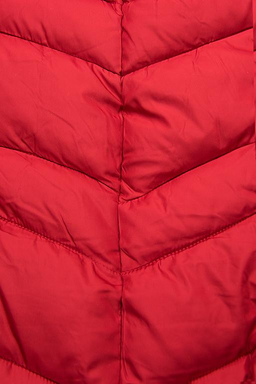 Piros színű hosszított kabát övvel