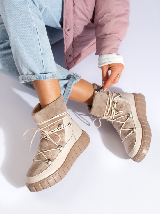 Női hótaposó platformon - bézs színű