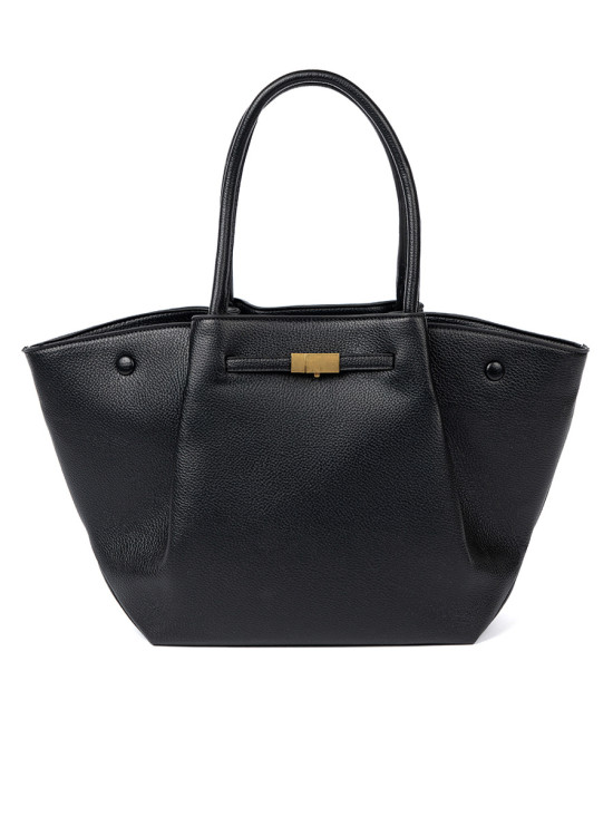 Klasszikus fekete színű ökobőrből készült shopper táska