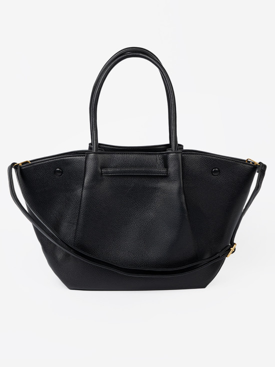 Klasszikus fekete színű ökobőrből készült shopper táska