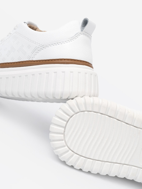 Fehér színű bőrből készült sneaker platformon Sergio Leone