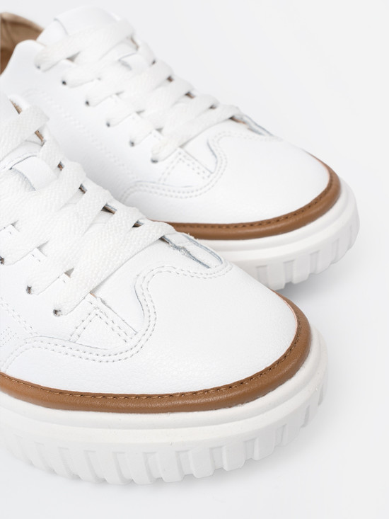 Fehér színű bőrből készült sneaker platformon Sergio Leone
