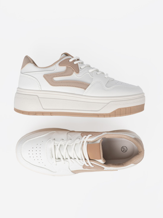 Fehér-bézs színű platform sneaker cipő