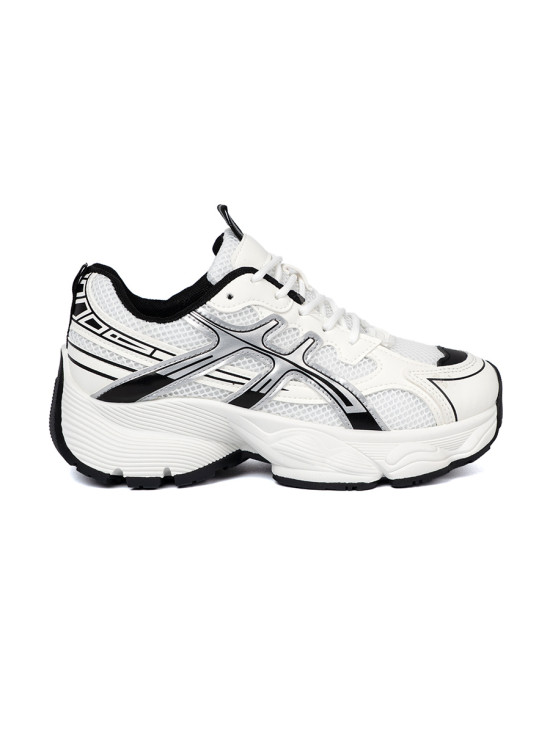 Fehér-fekete színű kényelmes sneaker cipő hálós anyaggal