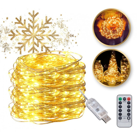 Karácsonyi fényfüzér – 200 LED, 20 m, meleg fehér