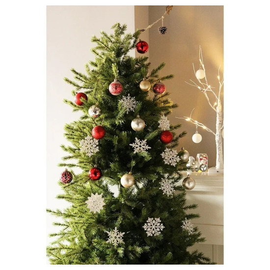 Karácsonyfadíszek – fehér csillagok, 10 cm, 40 darab