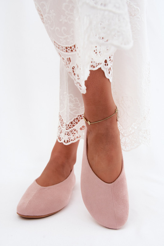 Rózsaszínű velúrhatású balerina cipő