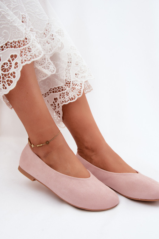 Rózsaszínű velúrhatású balerina cipő