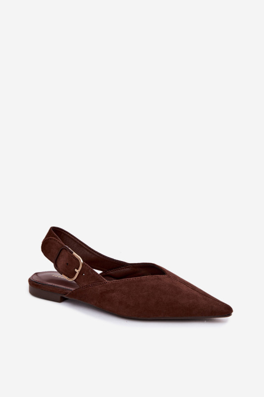 Barna eko velúr balerina cipő csattal