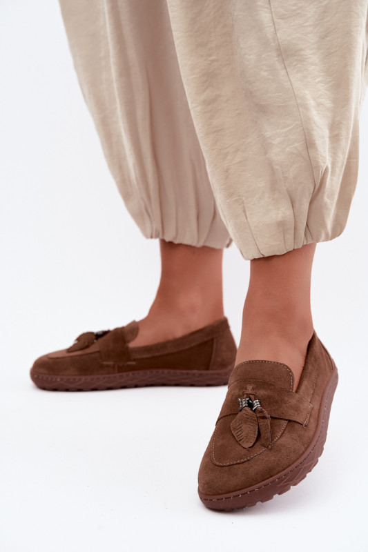 Barefoot mokaszin természetes velúrbőrből, barna színű