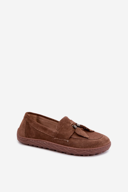 Barefoot mokaszin természetes velúrbőrből, barna színű