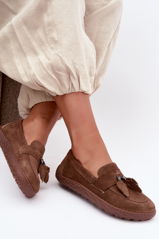 Barefoot mokaszin természetes velúrbőrből, barna színű