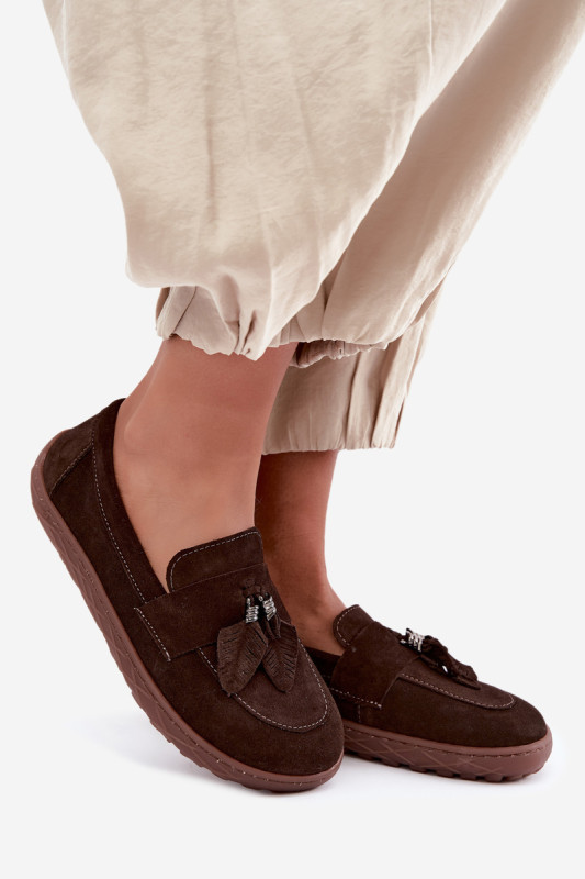 Barefoot mokaszin természetes velúrbőrből, sötétbarna színű