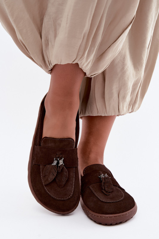 Barefoot mokaszin természetes velúrbőrből, sötétbarna színű