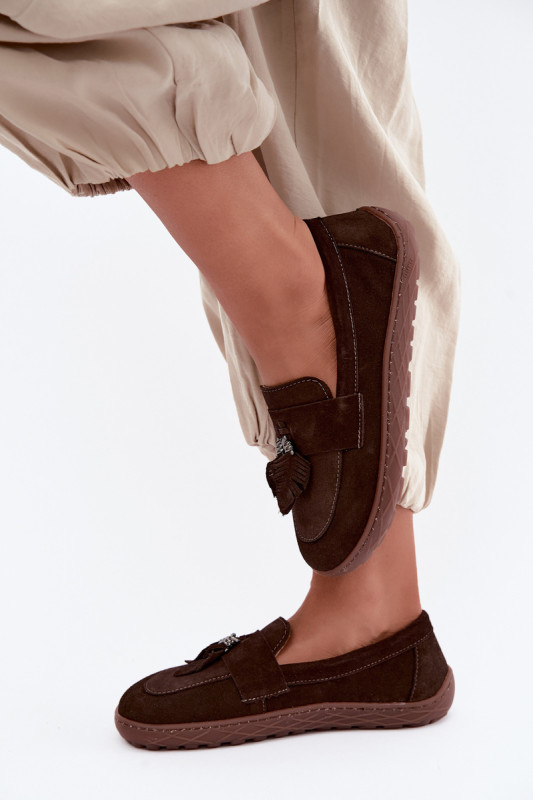 Barefoot mokaszin természetes velúrbőrből, sötétbarna színű