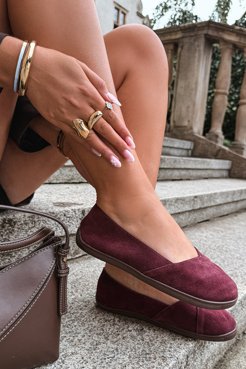 Barefoot balerina cipő természetes velúrbőrből bordó