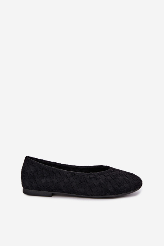 Fonott lapos balerina fekete