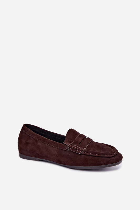 Barna velúr mokaszin lapos talppal