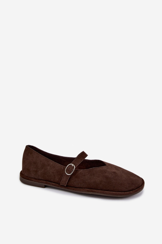 Barna színű velúrhatású barefoot balerina cipő pánttal