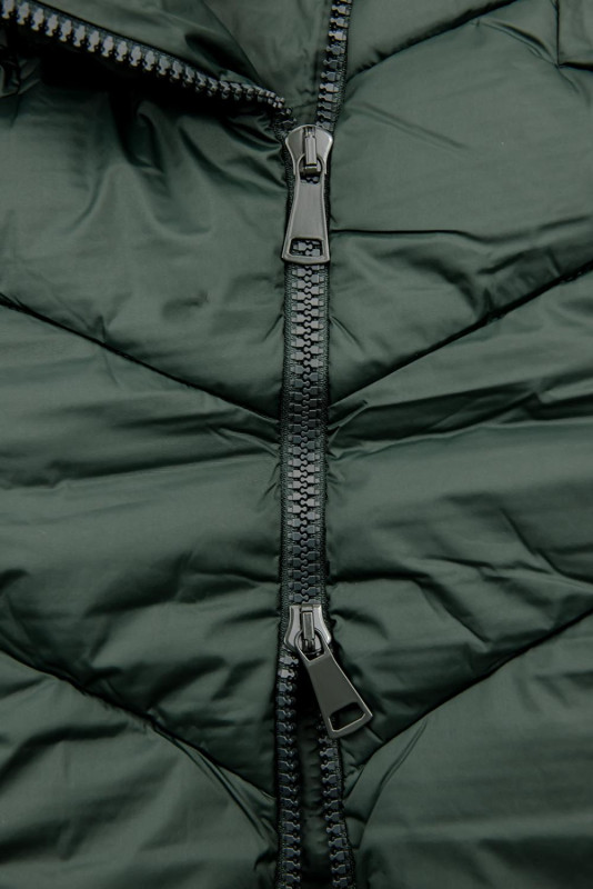 Zöld színű téli hosszított kabát