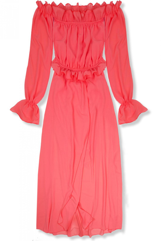 Korall színű hosszú nyári ruha