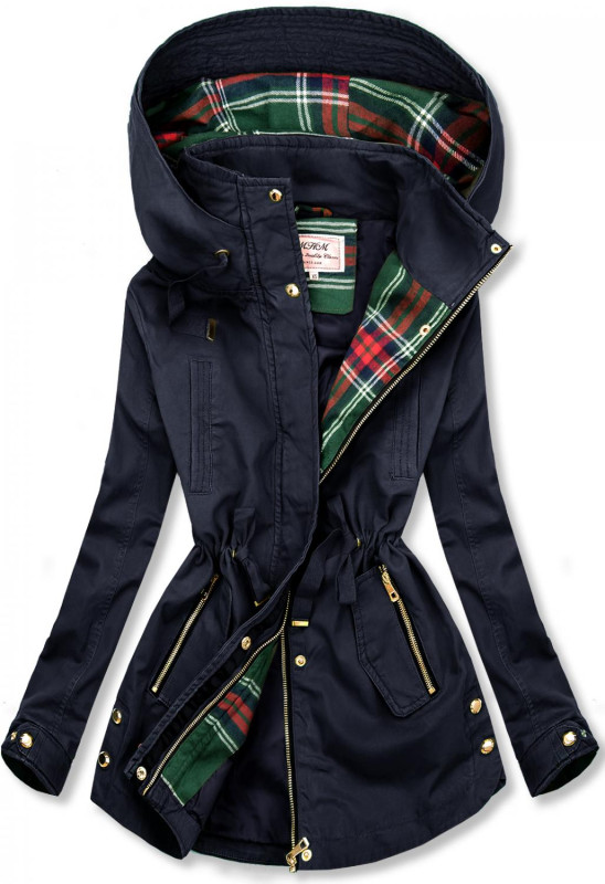 Sötétkék színű átmeneti parka kabát