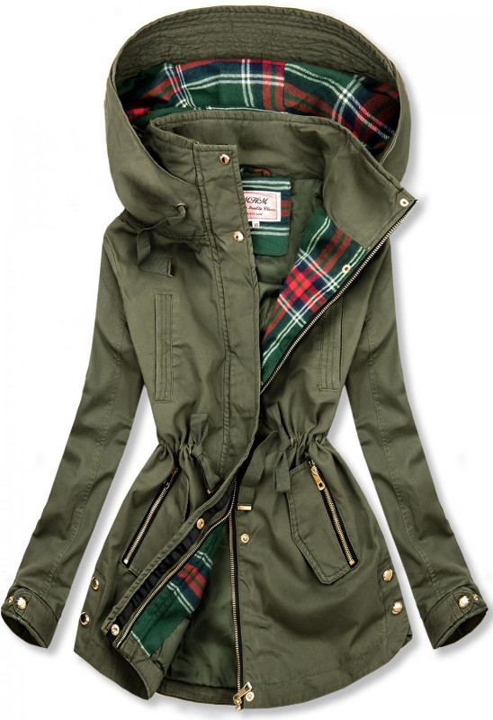 Khaki színű átmeneti parka kabát