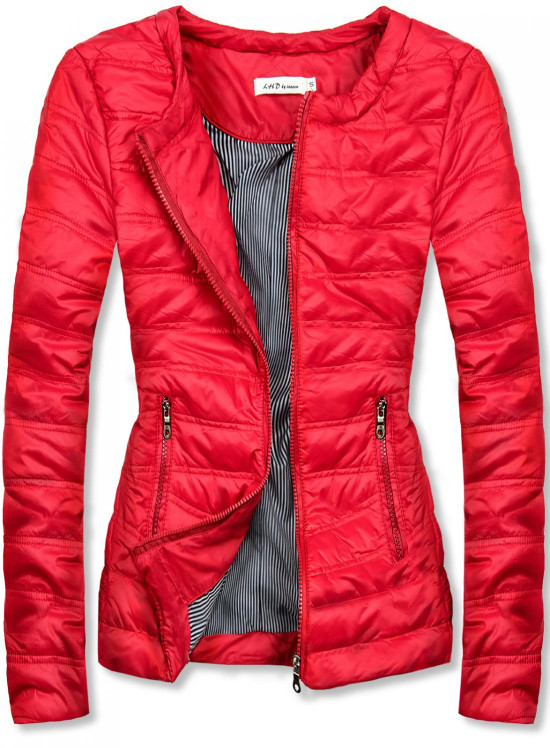 Piros színű rövid steppelt dzseki