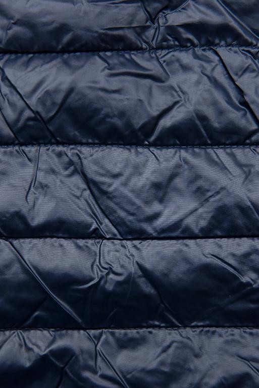 Sötétkék színű tavaszi steppelt dzseki kapucnival