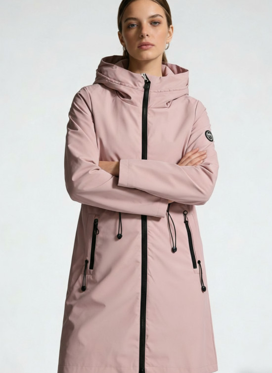 Vintage rózsaszínű tavaszi parka állítható derékkal