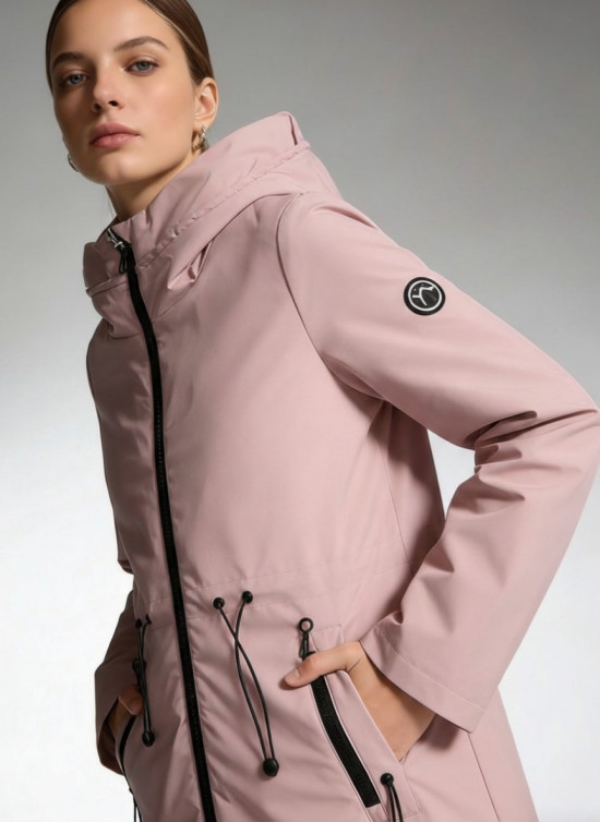 Vintage rózsaszínű tavaszi parka állítható derékkal