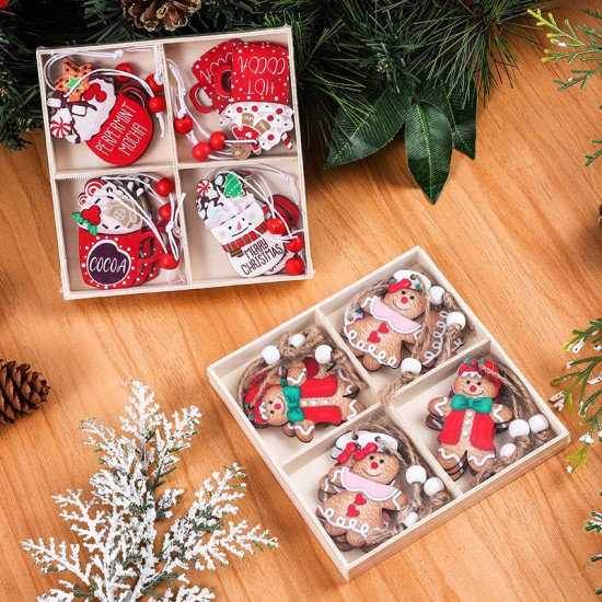 12 darabos fa karácsonyfadísz készlet, karácsonyi mézeskalácsok