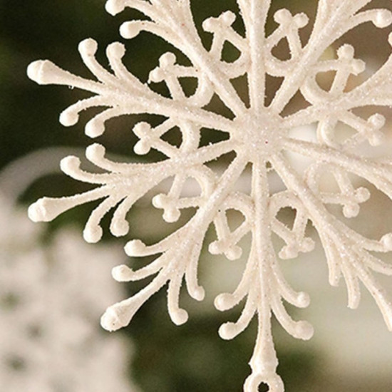 Karácsonyfadíszek – fehér csillagok, 10 cm, 40 darab