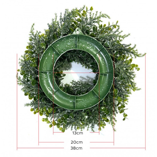 Karácsonyi ajtódísz, natúr zöld, 38 cm
