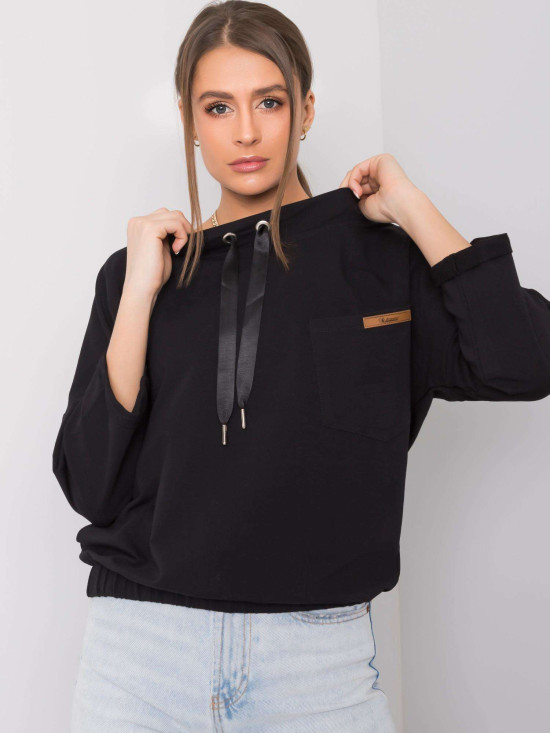 Fekete színű oversize pamut pulóver