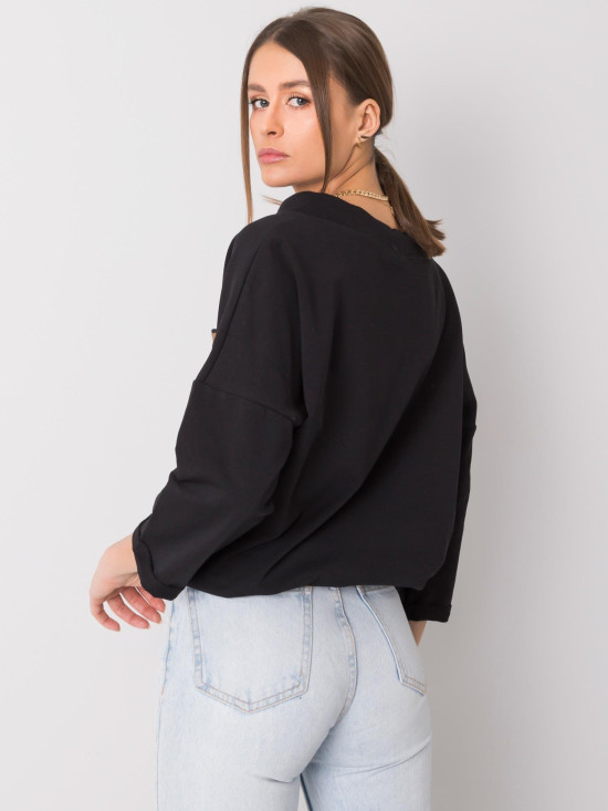 Fekete színű oversize pamut pulóver