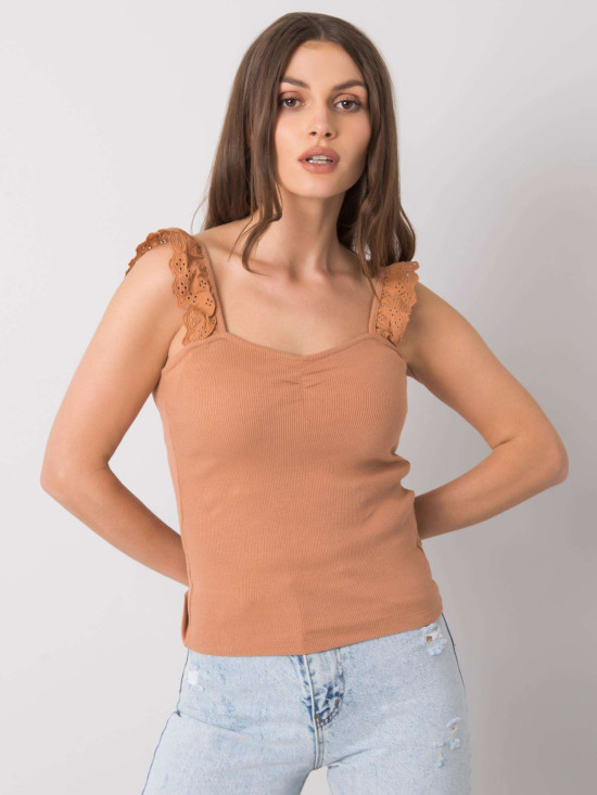 Barna pamut ribbed top