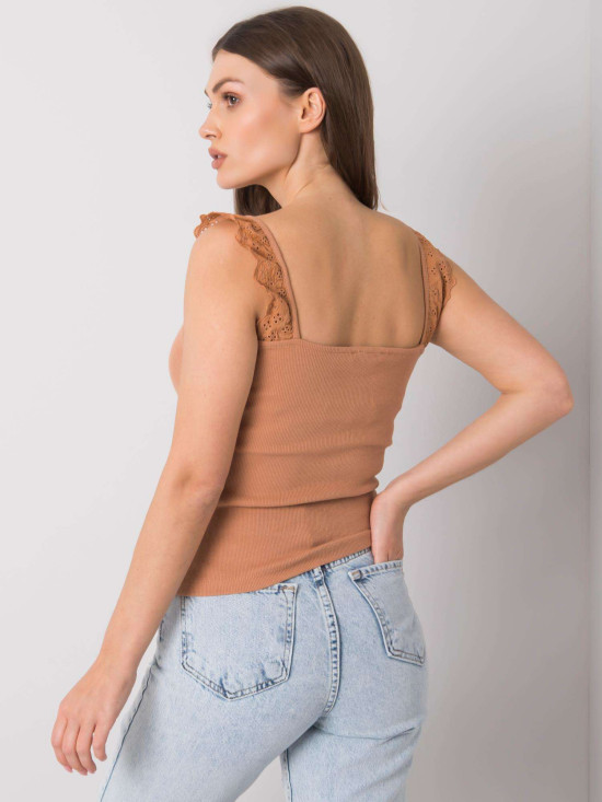 Barna pamut ribbed top